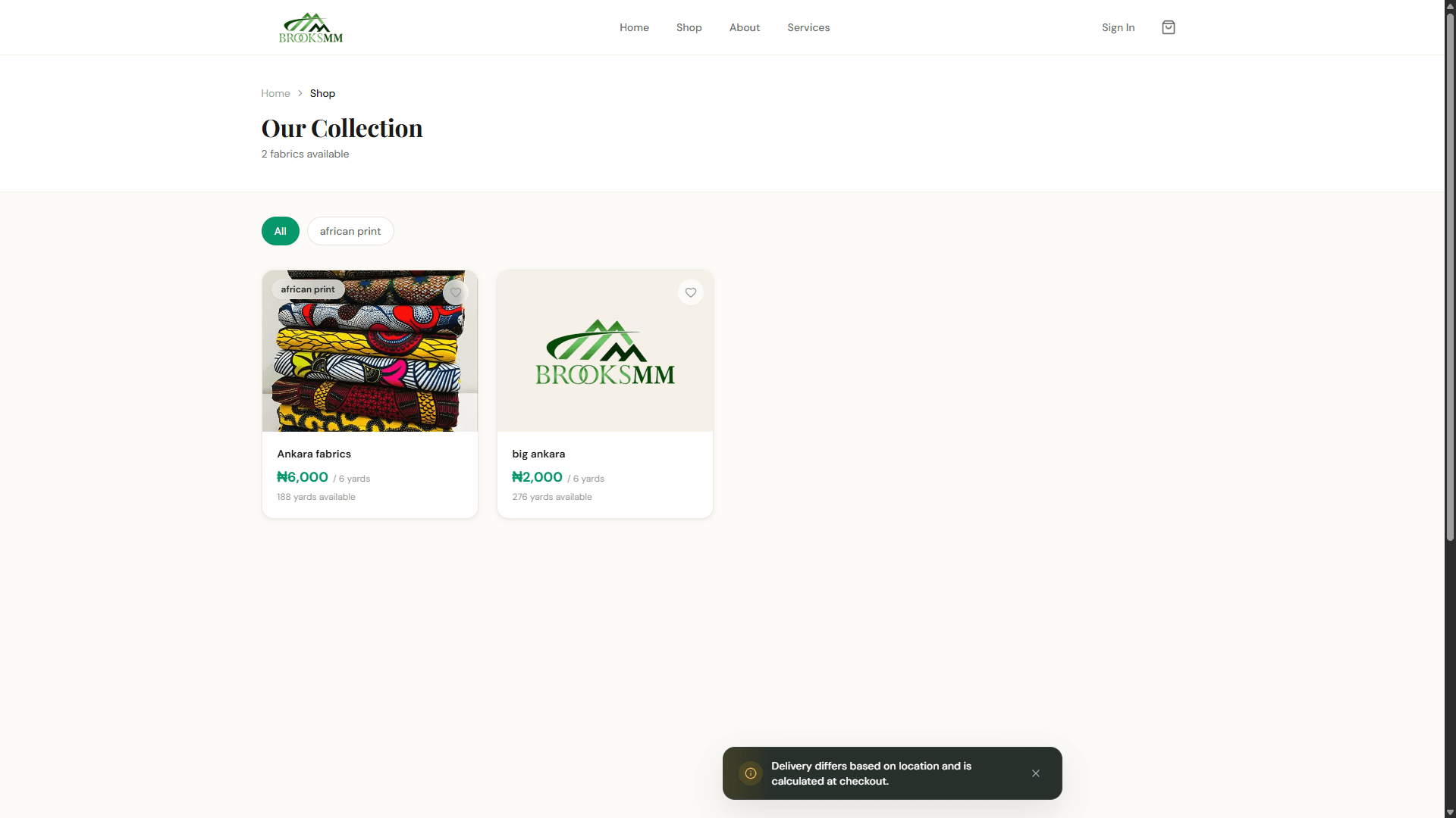 Brooks Fabrics — Ankara Fabric E-Commerce Platform