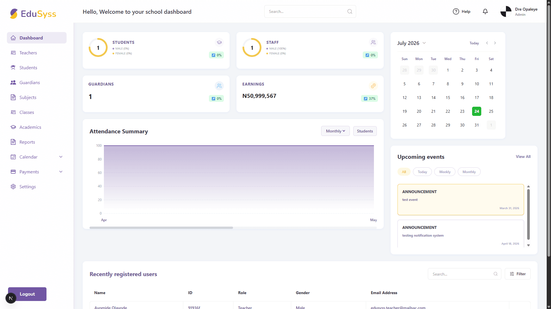 EduSyss — Multi-Tenant School Management Platform