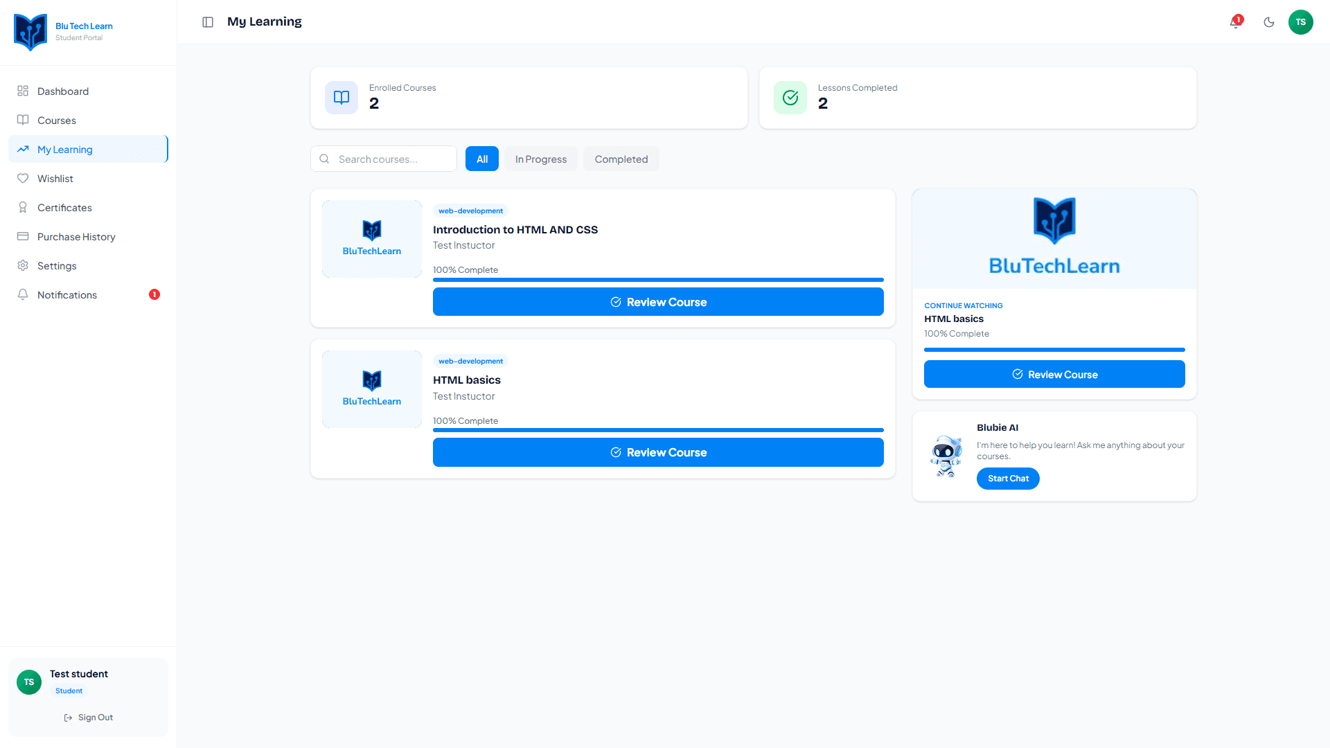 Blu-Tech Learn — EdTech LMS Marketplace